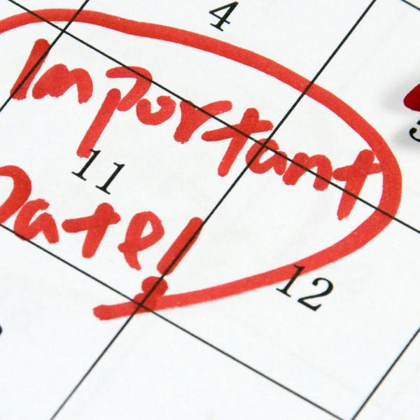 Calendar with a circled important date