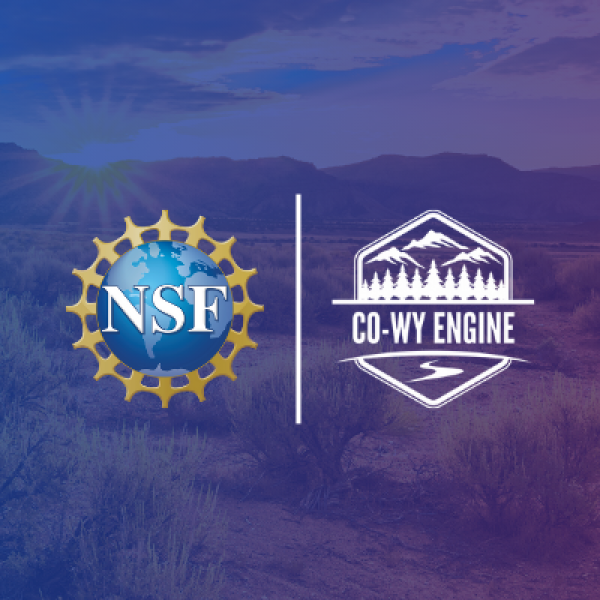 NSF and CO-WY Engine image on a backdrop of mountains