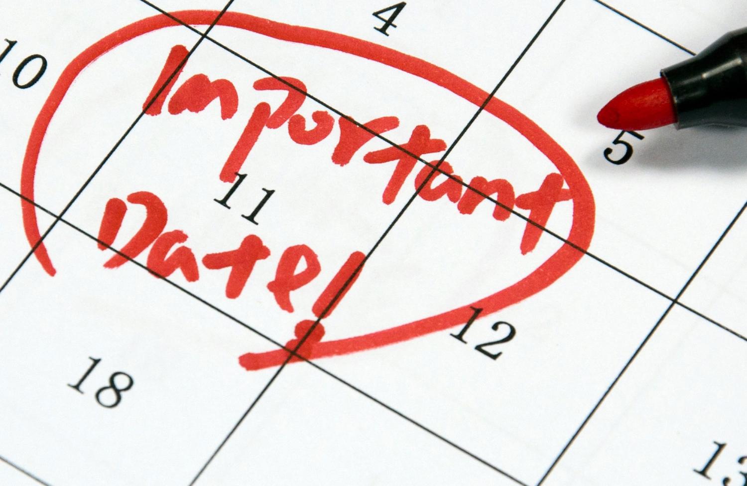 Calendar with a circled important date