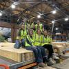 Students on the CU Boulder Solar Decathlon team work on their SPARC house