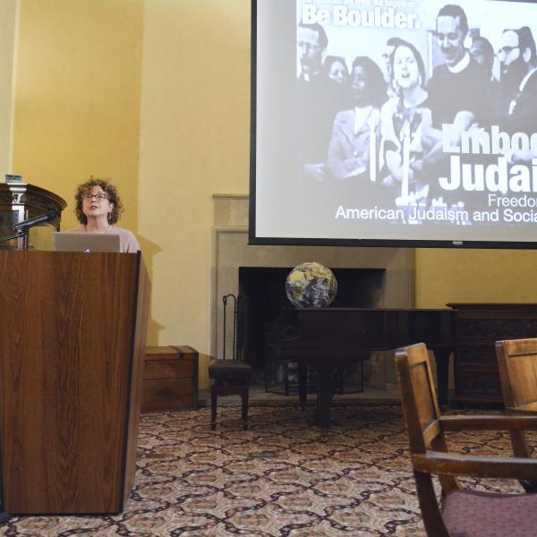 Professor Nan Goodman introducing the symposium