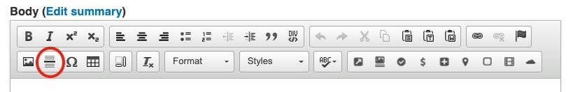 Horizontal line button in toolbar