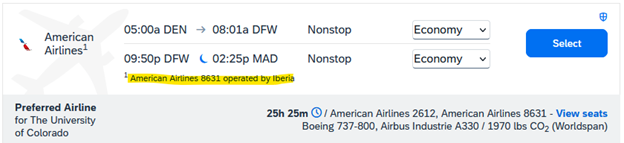 Screenshot of compliant flight