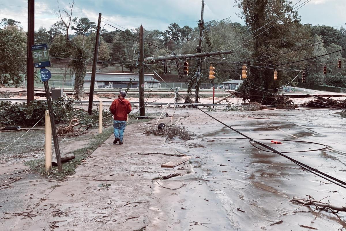 Devastation in Asheville North Carolina after Hurricane Helene. Photo by Bill McMannis, CC BY 2.0, via Wikimedia Commons