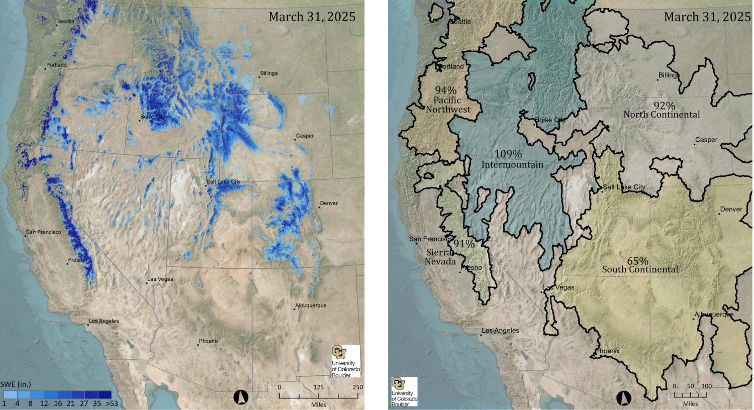 Western US snow water equivalent maps