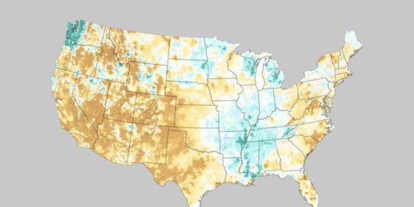 Map of dry vs wet conditions for coterminous US