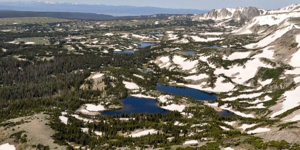 Aerial view of the Glacier Lakes Ecosystem Experiment Site in Wyoming. Photo by A. King.