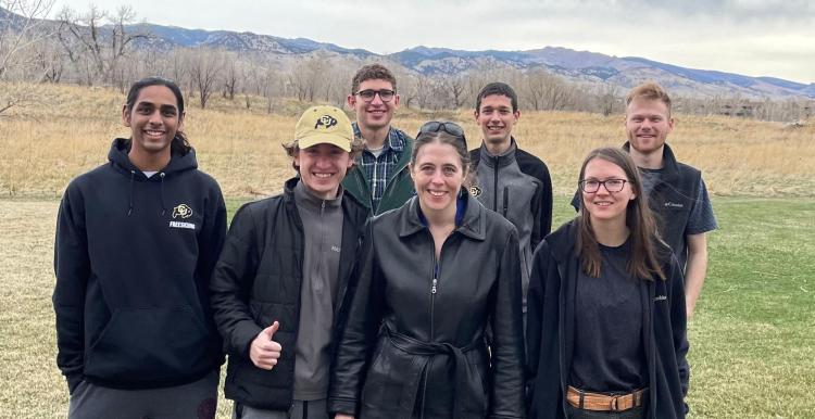 The Polar and Paleoclimate group in April 2022. From left, front row: Rajan Patel, Patrick Ugrinow, Alex Jahn, Daphne Quint. Back row, from left: Jed Lenetsky, Chris Wyburn Powell, Nate Farmer.