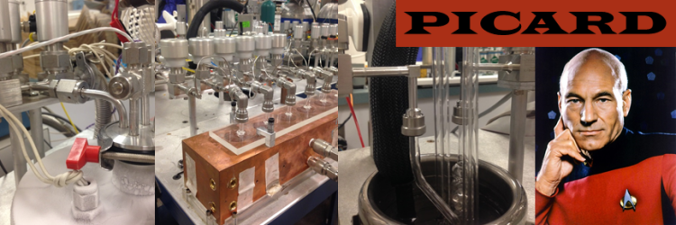 Collage for instrument Picard, including the mass spectrometer, connections to air samples, etc