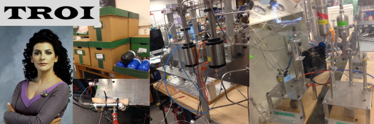 Collage for instrument Troi, including the mass spectrometer, sample preparation, etc