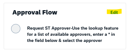 Screenshot in Concur interface of Approval flow edit button.
