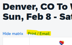 Screenshot in Concur interface of how to print the page.