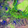 A satellite view of the Yukon River watershed in Alaska