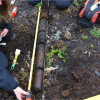 As part of research on Arctic wildfires, Merritt Turetsky inspects a long soil core at a field site in the Northwest Territories, Canada.