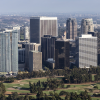 An aerial view of trees and the Los Angeles Country Club golf course, parts of Los Angeles' urban ecosystem.
