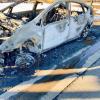 A burnt car in Superior, CO after the Marshall Fire. (Credit: Lauren Magliozzi/CU Boulder)