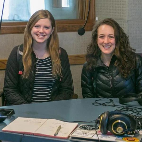 a photo of two female students