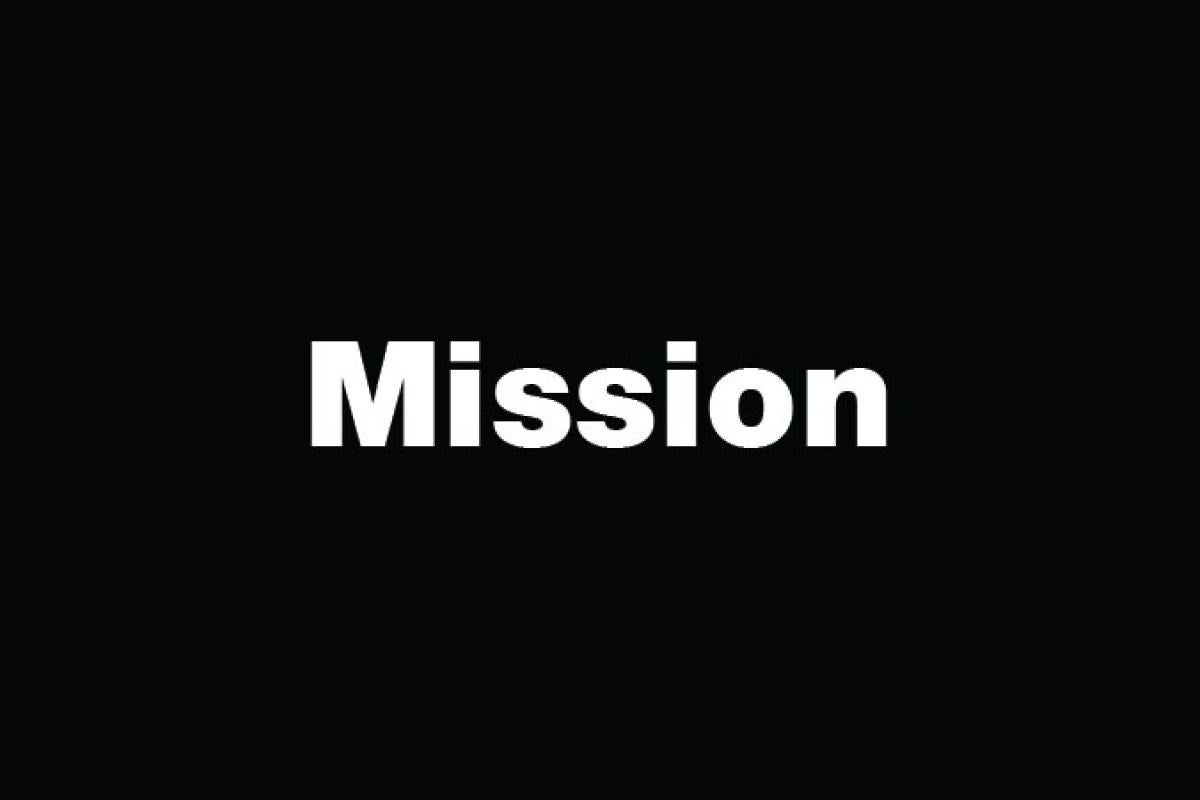 solid black box with text "Mission"