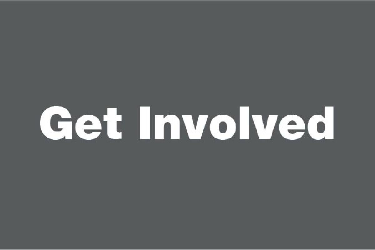 solid dark grey box with text "Get Involved"