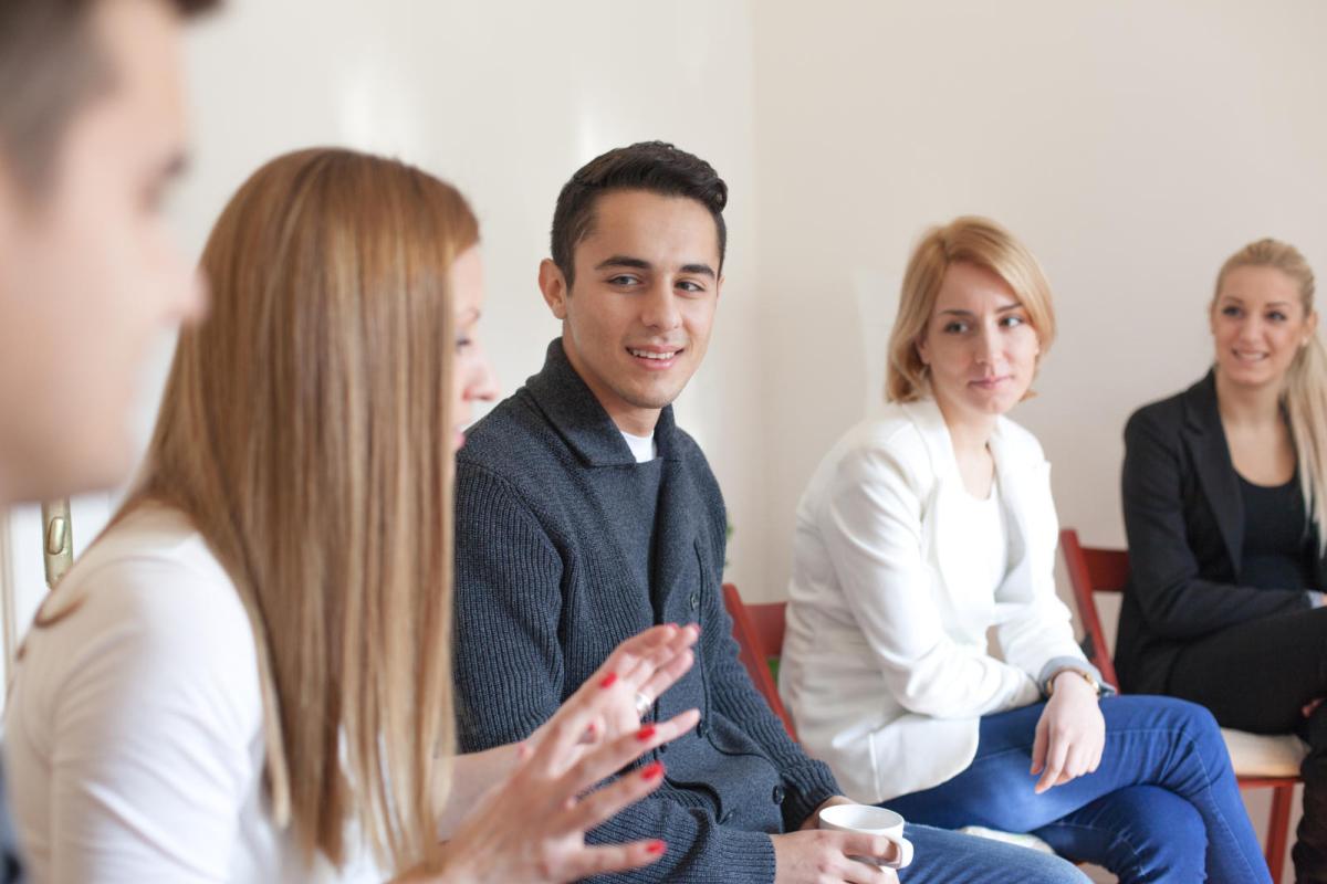 group of students talking