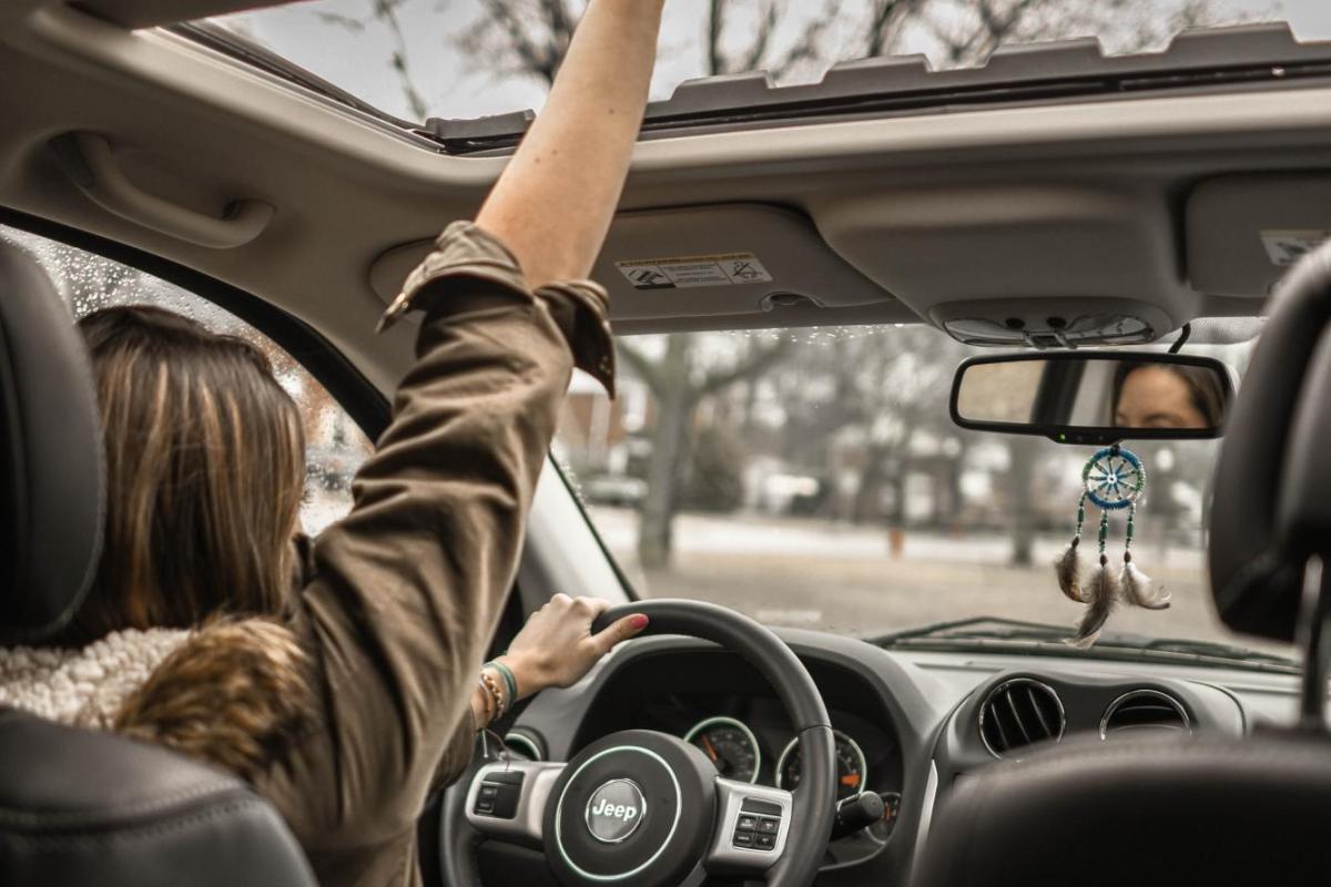 two people in a car