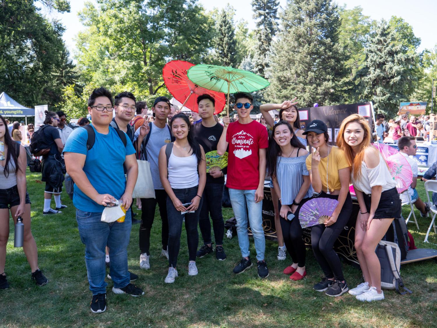 group of students gathered