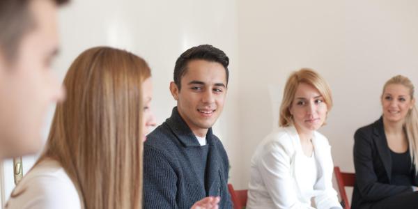 group of students talking