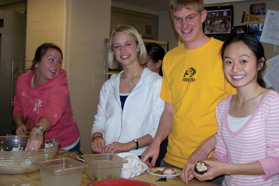 Picture of students taking a cooking class in the D S C C