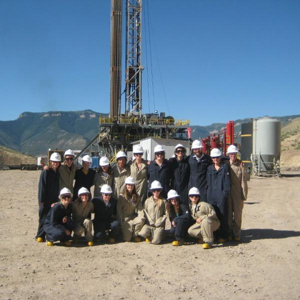 Group picture of students in hard hats