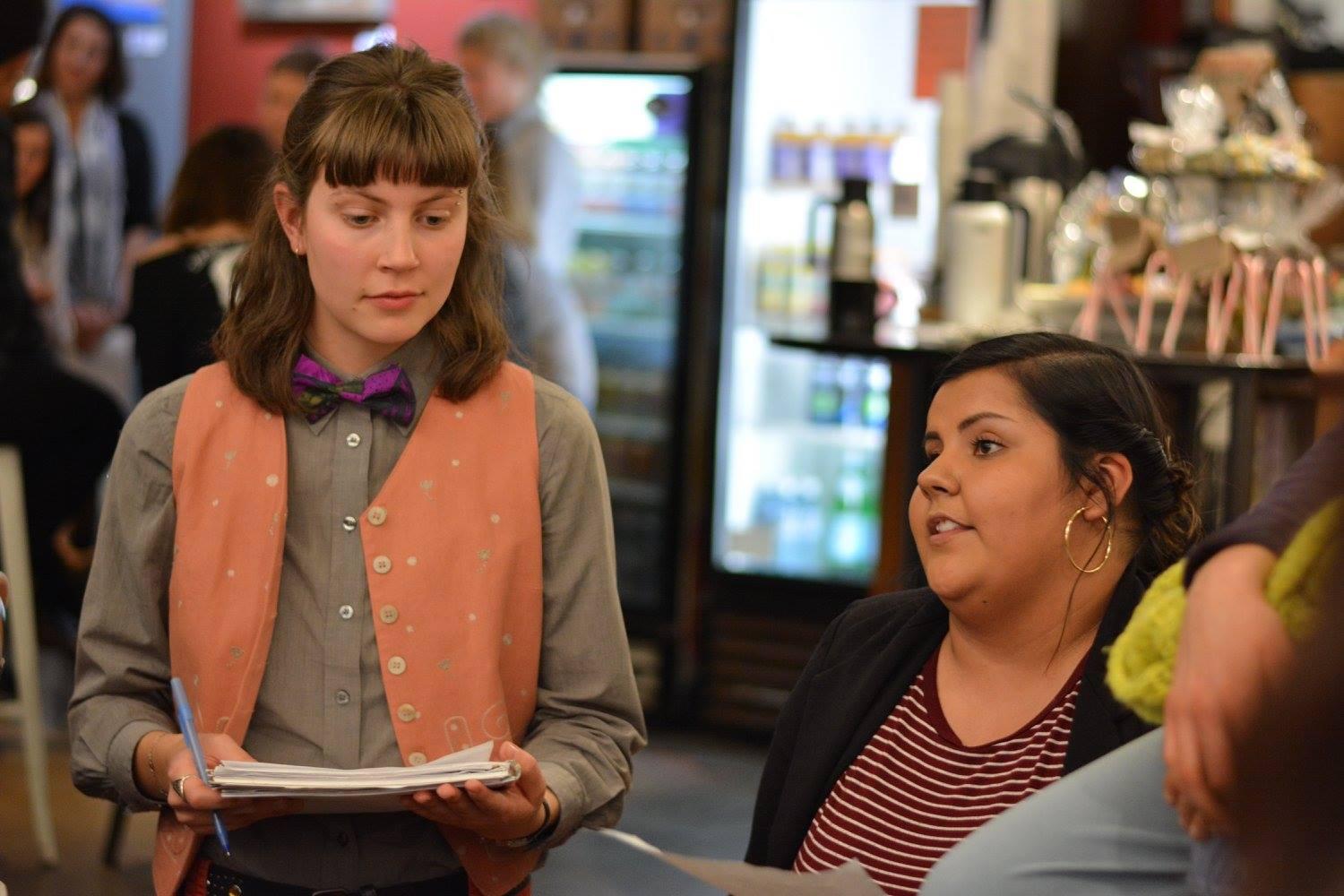 Students mingling at fundraising event