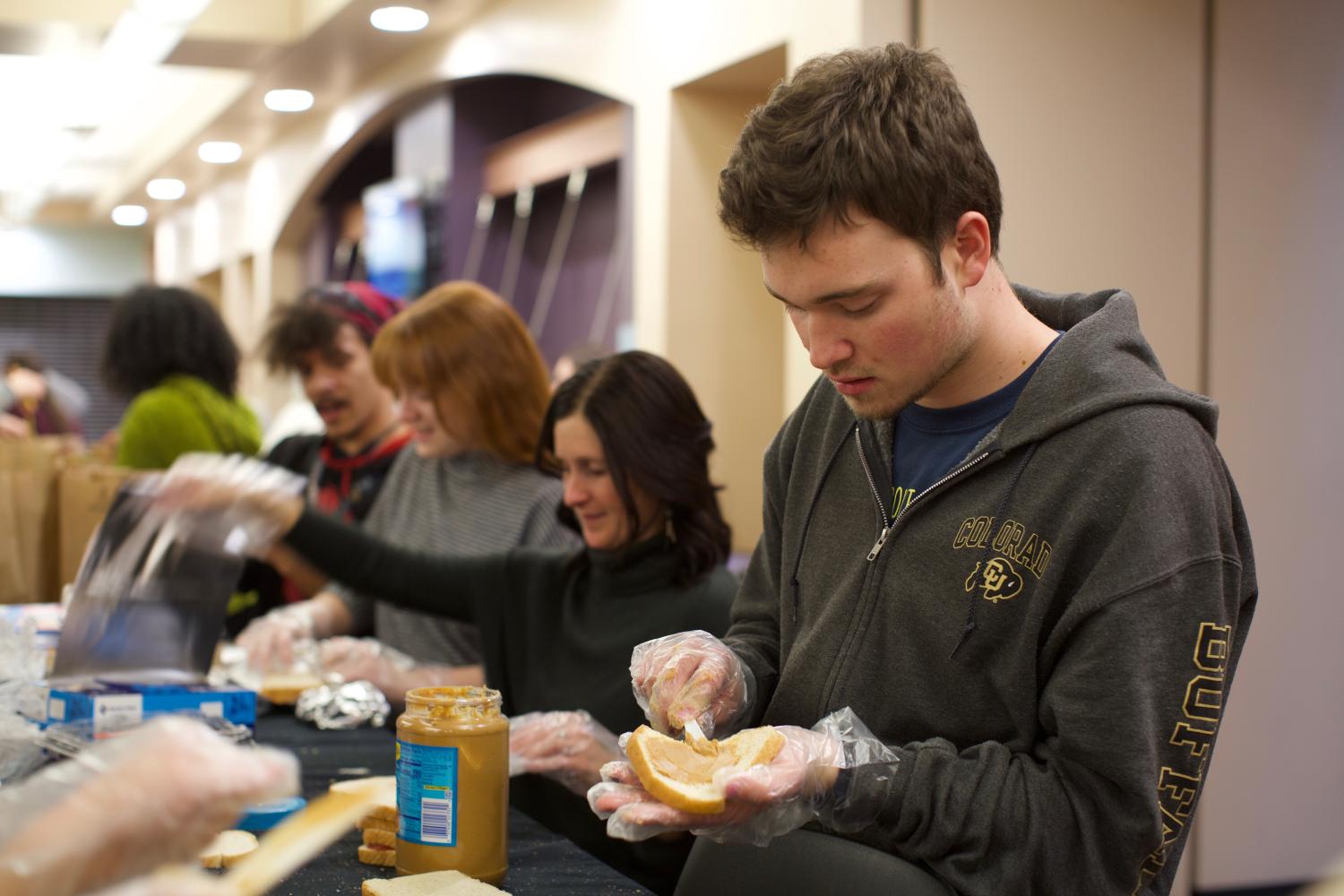 Students making sandwiches