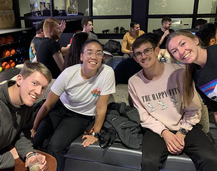 Students at the UMC bowling lanes