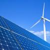 A wind turbine and solar panel 