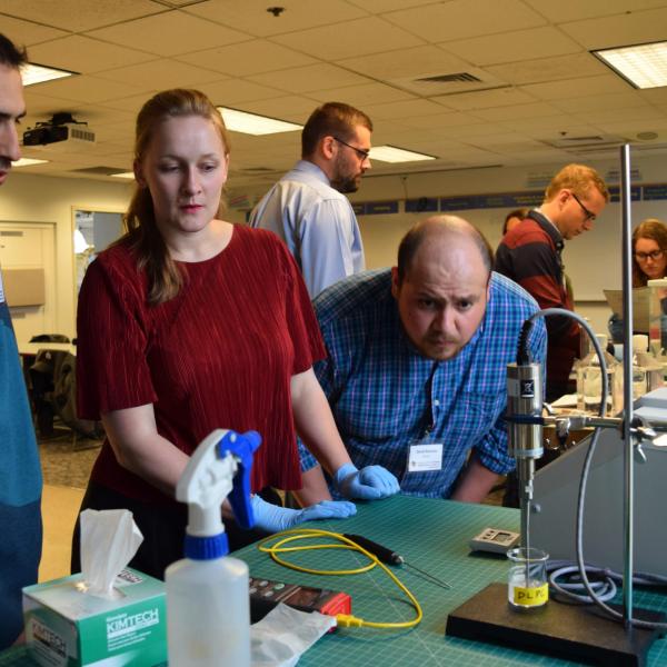Students working in the lab during the session