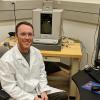 Tobin Brown at his new job in the lab