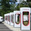 An electrci car at a charging station