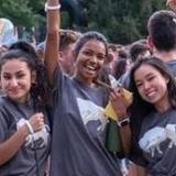 Three girls wearing CU Buffalo shirts