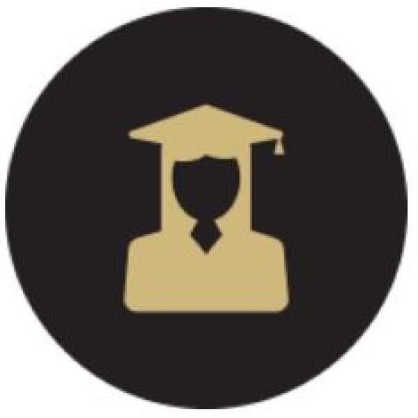 Graphic of person in graduation cap