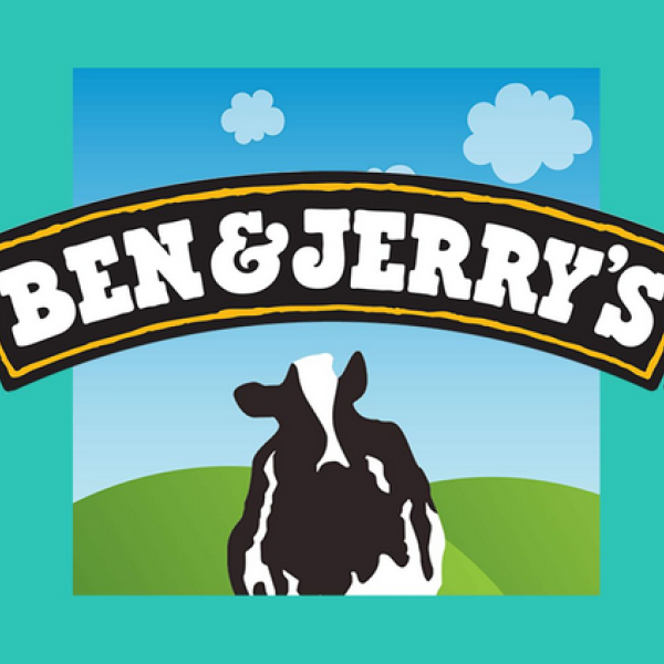 Ben & Jerry's logo with cow in green field
