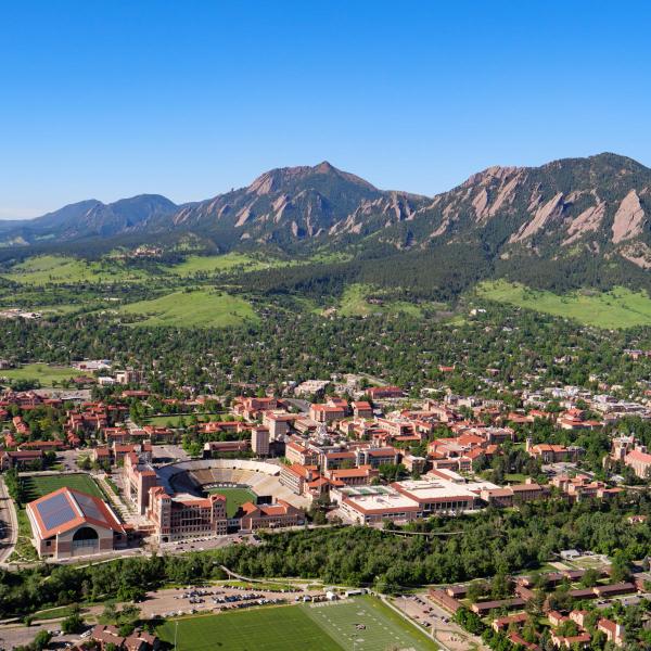 Aerial view of CU boulder campus