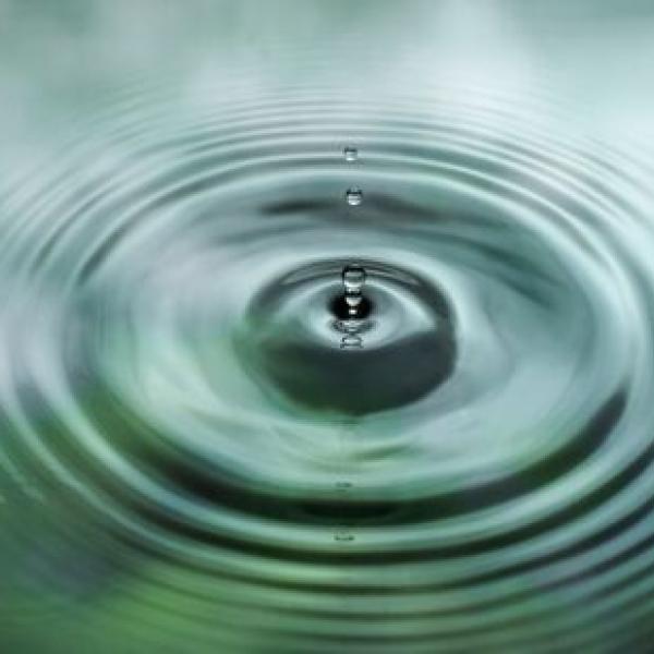 Drop of water causing ripples in the water