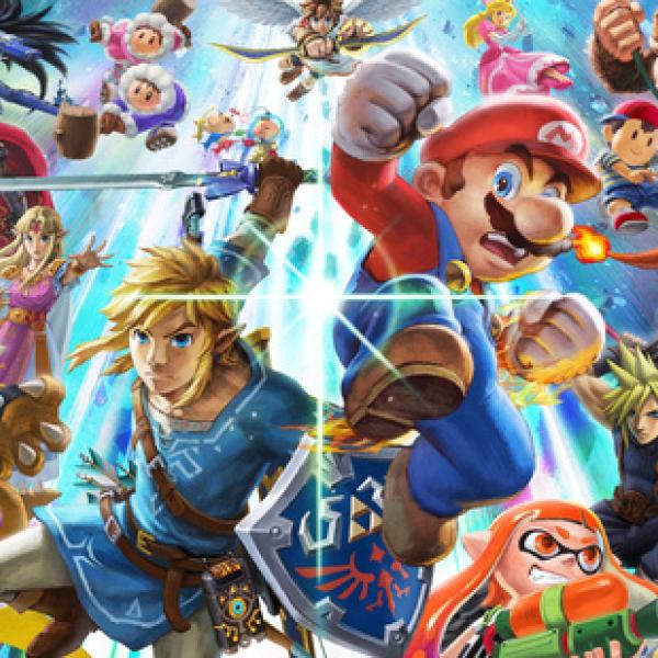 Graphic with nintendo characters includeding Mario, Link, and Donkey Kong
