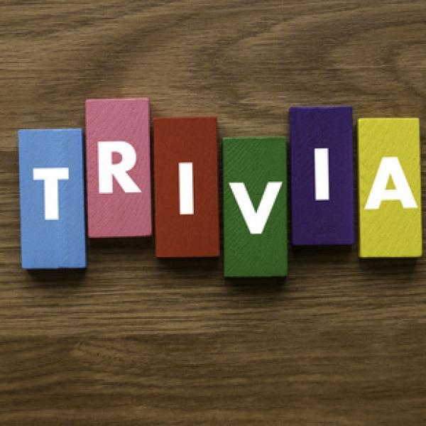 Colorful tiles that spell out TRIVIA