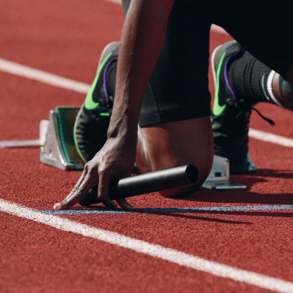 track athlete at the starting line