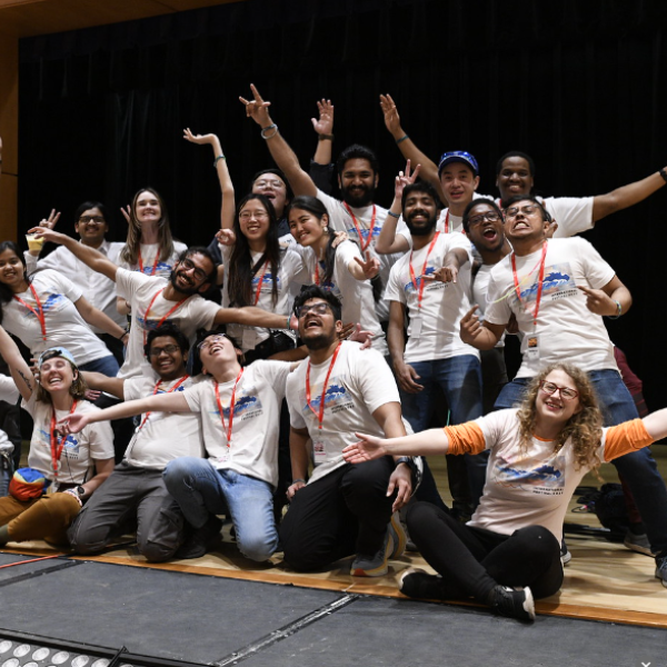 group of students at ifest smiling