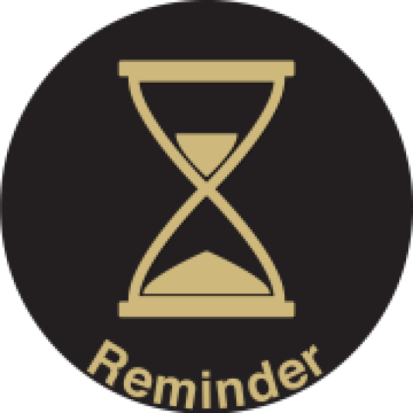 Reminder graphic with hour glass