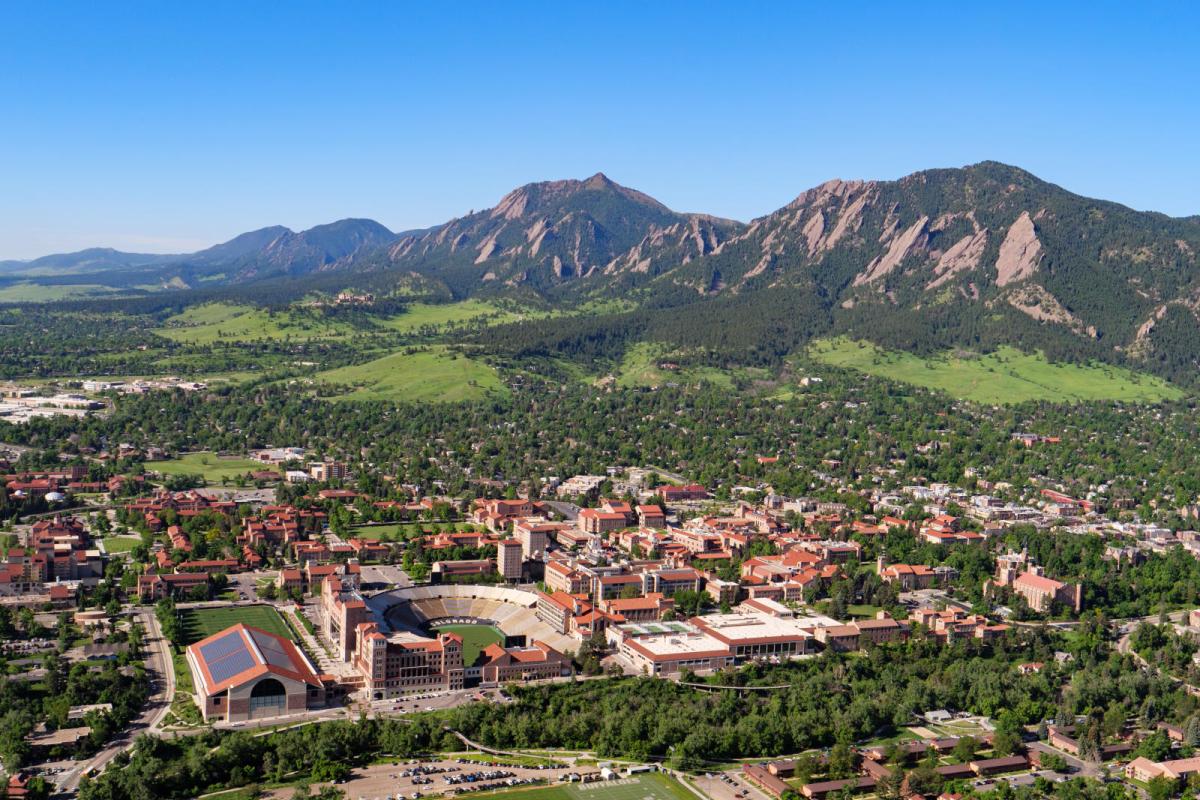 Aerial view of CU boulder campus