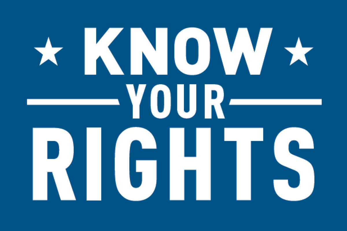 Know Your Rights text on blue background