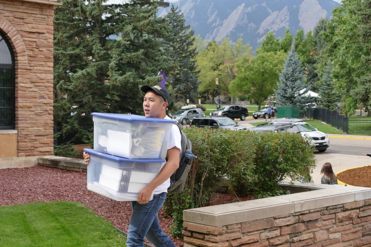 Student Moving In to Residence Hall