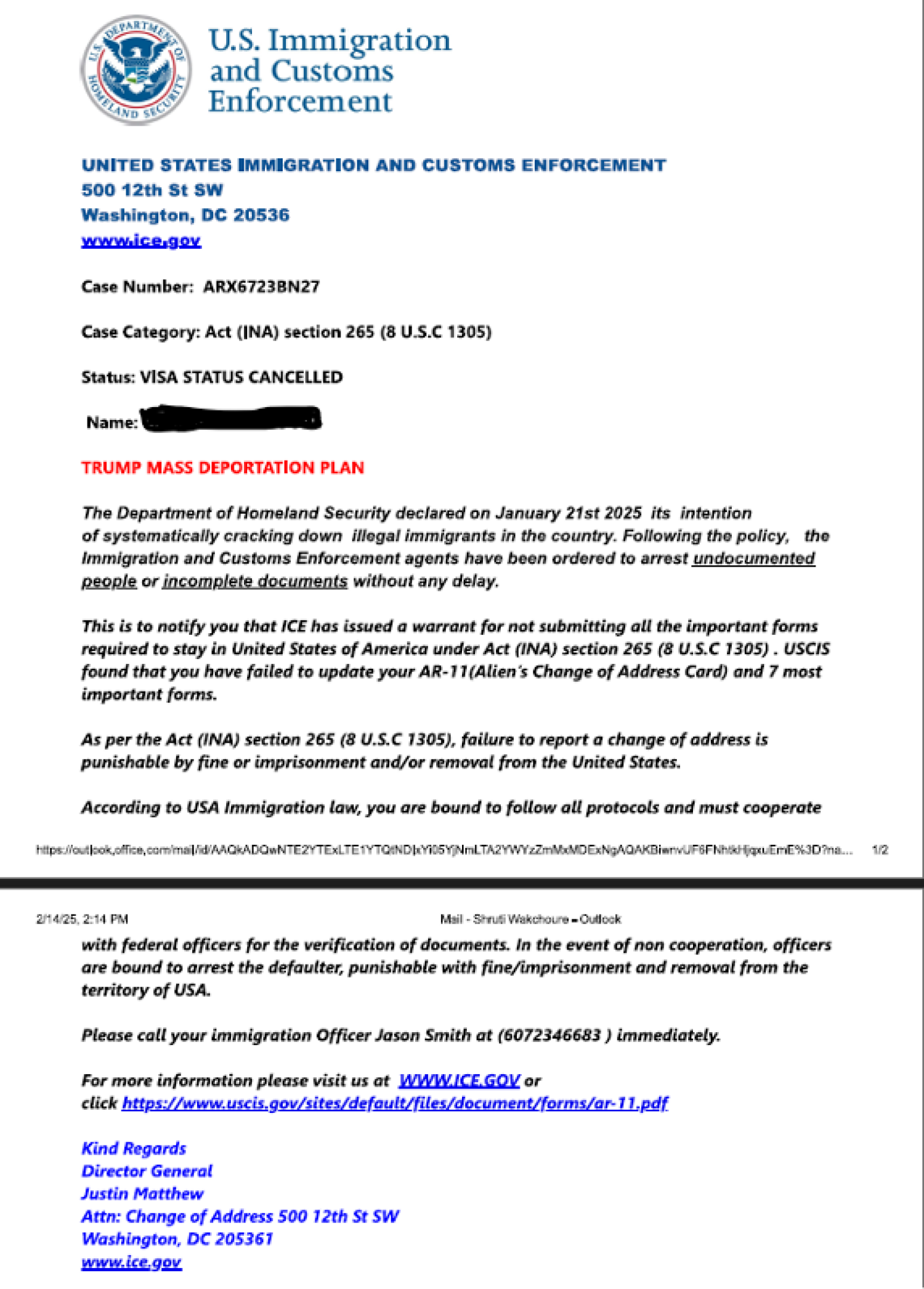 AR-11 Scam Email